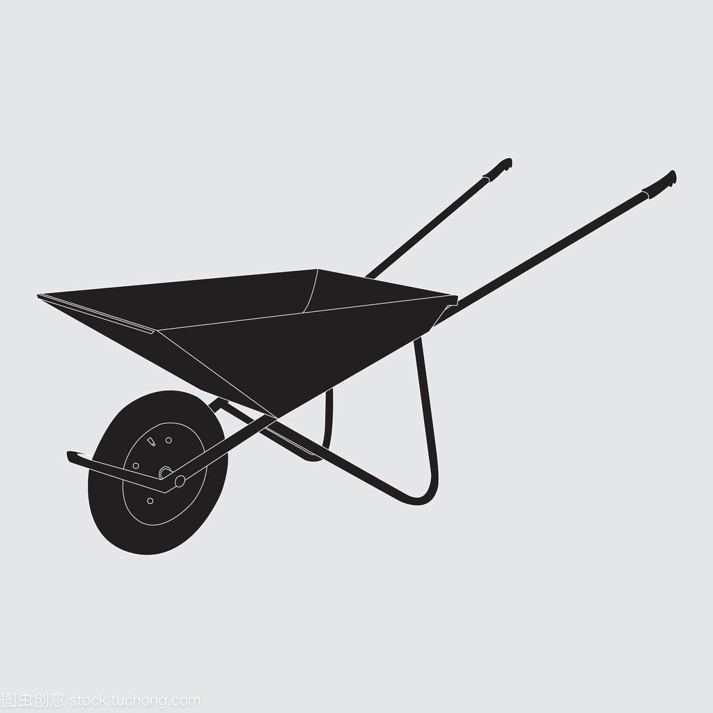 設(shè)計(jì)園內(nèi)工作的獨(dú)輪手推車的矢量圖像